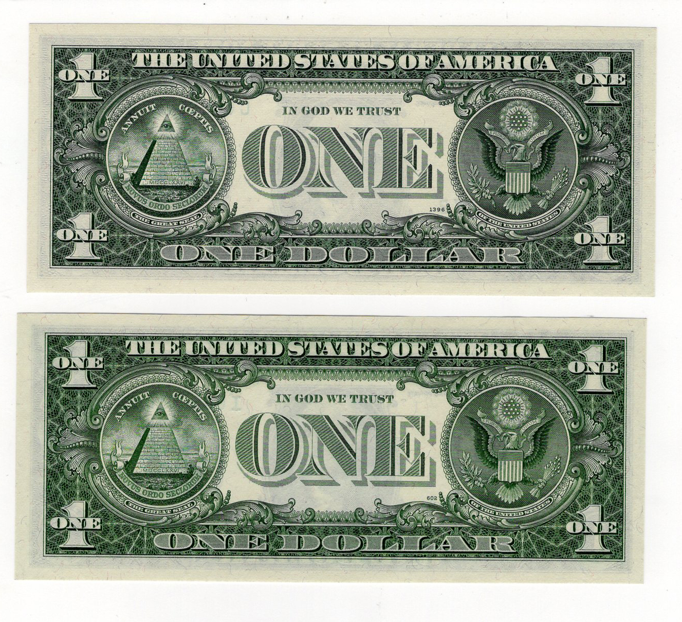 United States of America 1 Dollar (2), a superb pair of 3 digit VERY LOW serial numbers, Series - Image 2 of 2
