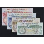 Guernsey (4), 20 Pounds, 10 Pounds, 5 Pounds and 1 Pound issued 1980 - 1989, signed W.C. Bull, a