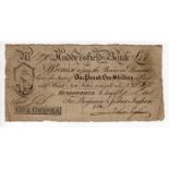 Huddersfield Commercial Bank 1 Guinea dated 1808, serial No. 270 for Benjamin & Joshua Ingham (