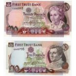 Northern Ireland, First Trust Bank (2), 20 Pounds and 10 Pounds dated 10th January 1994 both first