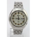 Gents stainless steel Seiko automatic "DX" wristwatch. The bi-colour dial with black baton markers &