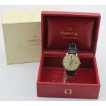 Gents gold plated Omega constellation automatic wristwatch, circa 1964. The light gold dial with