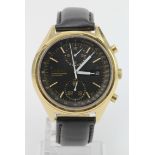 Gents gold plated Seiko chronograph automatic wristwatch. The matt black dial with two subsidiary