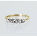 Yellow gold (tests 18ct) diamond five stone ring, old cut diamonds, TDW approx. 0.24ct, finger