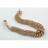 9ct double link pocket watch chain (all links stamped). Length approx. 22cm, weight 49g