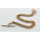 9ct "T" bar pocket watch chain. Length approx. 38cm, weight 18.1g