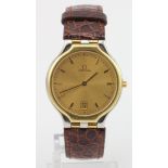 Ladies Omega quartz wristwatch, circa late 1980s, The round gold dial with gilt baton markers,