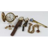 Watches. Four various watches, including two 9ct Gold cased wristwatches, plus a small quantity of