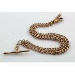 9ct "T" bar pocket watch chain. Length approx. 41.5cm, weight 16g