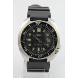 Gents stainless steel cased Seiko 150m automatic divers wristwatch. Ref 6105-8009T. The black dial