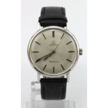 Gents stainless steel cased Omega Geneve manual wind wristwatch circa 1969. The silver dial with
