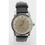 Gents stainless steel cased Omega Seamaster automatic wristwatch, circa 1952. The silver dial with