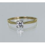 Yellow gold (tests 18ct) diamond solitaire ring, round brilliant approx. 0.35ct, estimated colour