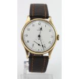 Gents 9ct gold cased Omega manual wind wristwatch circa 1939, case hallmarked 1941. The white dial