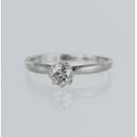 Platinum (tests 950) diamond solitaire ring, one round brilliant cut approx. 0.37ct, estimated