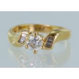 18ct yellow gold diamond solitaire ring, round brilliant cut approx. 0.45ct, estimated colour