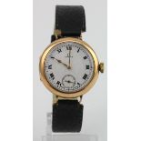 Gents 9ct cased Omega manual wind wristwatch. Hallmarked Birmingham 1226, movement number 5456xxx.