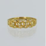 Yellow gold (tests higher than 18ct) dress ring, finger size P, weight 2.6g.