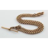 9ct "T" bar pocket watch chain (all links stamped). Length approx. 40.5cm, weight 45.4g