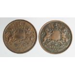 India, East India Company copper Half Annas (2) 1835, nVF and aEF