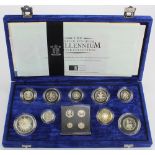 Royal Mint: The United Kingdom Millennium Silver Collection 2000 (13 coins) silver proof Crown to