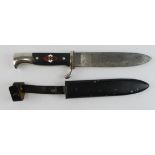 German Hitler youth knife RZ marked with motto to the blade possibly a good copy.