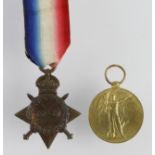 1915 Star and Victory Medal to 21489 Pte J B Brooks G.Gds. Born Bury, Lancs. Wounded in Action GSW