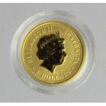Australia 1/20th oz gold $5 2002 BU in capsule.