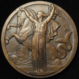 French Commemorative Medal, bronze d.68mm: Launch of the SS Normandie, Cie Générale