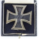 Imperial German Iron Cross 1st class pin back, in fitted case, Cross maker marked to reverse, 3x