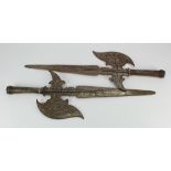 German, probably 17th Century pair of Halberd with eagle design (approx 25" inches tall) (2)