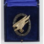 German Paratroopers War badge maker marked G H Osang Dresden.