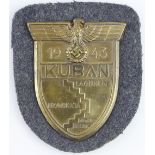 German Army / Waffen SS 1943 Kuban arm shield with cloth backing