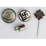 German stickpin (TENO) and lapel badges 4x.