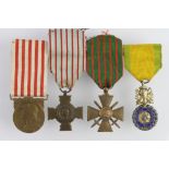 French medals - Croix de Guerre 1914-1918, Medaille Militaire 1870, Combatants Cross, and