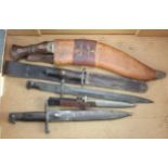 Bayonets various plus a German Boot knife and a 1917 dated Kukri (5 items) Sold as seen