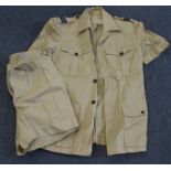 RAF tropical officers short sleeve jacket and shorts with kings crown black plastic buttons named to