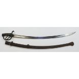 Sword, a French 1815 Pattern (1801 - 1815) Cavalry Hussar Troopers Sword. Heavy curved blade