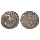 Maundy Threepence 1689, D. Seaman type: Third busts obv. die var. C(i) LMV over MVS / Reverse 5 with