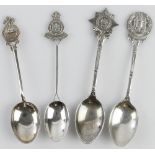 Regimental silver spoons (4) comprising P of W Own 6th Battn. West Yorkshire, Northamptonshire