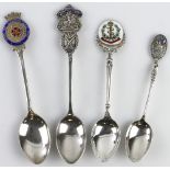 Regimental silver & enamel patriotic spoons (4) comprising Duke of Lancaster's Own Yeomanry, 5 Batt.