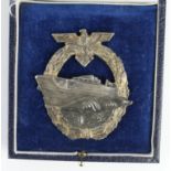 German Kriegsmarine E boat War badge 2nd pattern unmarked in case.