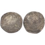 Charles I Halfcrown (contemporary forgery) obv. based on Briot's 1st milled issue; rev. based on