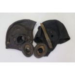 RAF WW2 flying helmets including C. type leather flying helmet with a Lewis pattern canvas flying