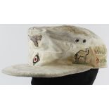 German Afrika Korps forage cap, sun faded, with added decoration by a bored soldier, inc palm