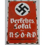 German NSDAP large enamel plaque 200x300 some age wear and rusting damage.