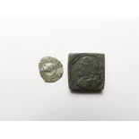 Henry VIII silver Halfpenny of London, facing bust type, S.2334, 0.35g, Fine, short of flan; along