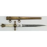 German Kriegsmarine Officers dagger, etched blade, maker marked blade, complete with scabbard.