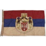 Serbia a 1915 dated multi part made flag, 3x feet long, issue dated / stamped, service wear.