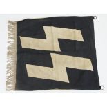 German SS single sided banner with two ring loops at top and tassels below size 26x25 inches.